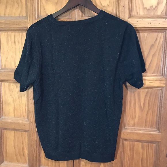 Alfred Dunner Women's Large Black Knit Sweater Short Sleeve Pullover Sparkly Top - Picture 4 of 6